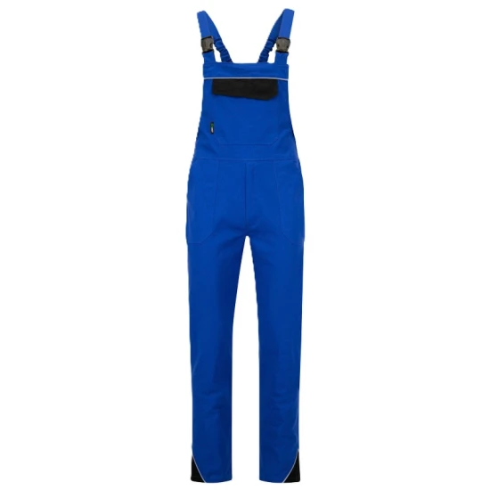 Salopeta cu pieptar Ares bumbac, 240g/m2,  albastru cu negru