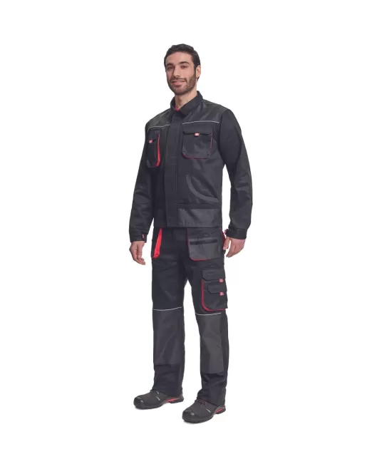 Jacheta de lucru din bumbac, Hans, 235g/mp, negru / gri antracit