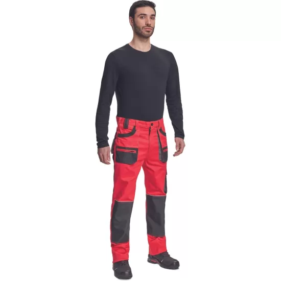 Pantaloni de lucru bumbac, Hans, 235g/mp, rosu / gri antracit Pantaloni de lucru bumbac, Hans, 235g/mp, rosu / gri antracit