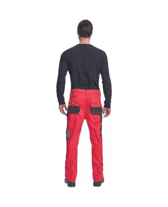 Pantaloni de lucru Carl, tercot 235g/mp, rosu / negru Pantaloni de lucru Carl, tercot 235g/mp, rosu / negru