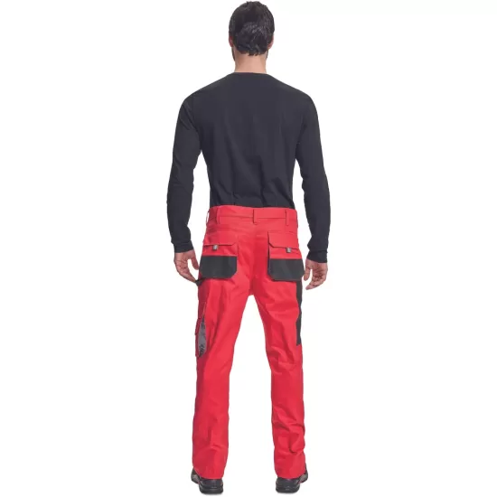 Pantaloni de lucru Carl, tercot 235g/mp, rosu / negru Pantaloni de lucru Carl, tercot 235g/mp, rosu / negru