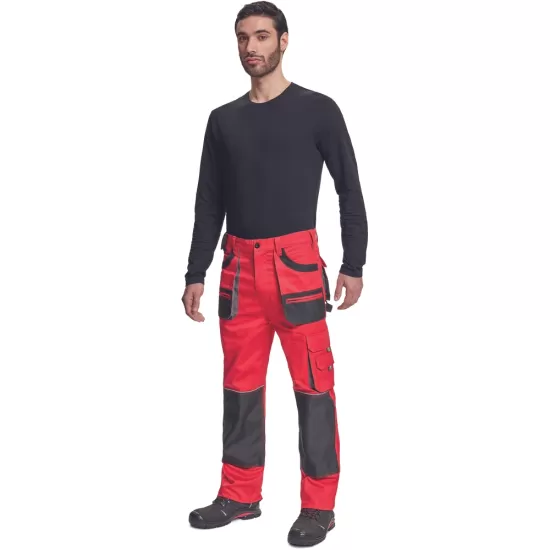 Pantaloni de lucru bumbac, Hans, 235g/mp, rosu / gri antracit Pantaloni de lucru bumbac, Hans, 235g/mp, rosu / gri antracit