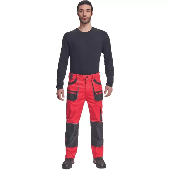 Pantaloni de lucru bumbac, Hans, 235g/mp, rosu / gri antracit Pantaloni de lucru bumbac, Hans, 235g/mp, rosu / gri antracit