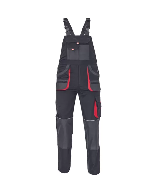 Salopeta cu pieptar din bumbac, Hans, 235g/mp, negru / gri antracit Salopeta cu pieptar din bumbac, Hans, 235g/mp, negru / gri antracit