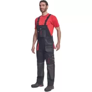 Salopeta cu pieptar din bumbac, Hans, 235g/mp, negru / gri antracit