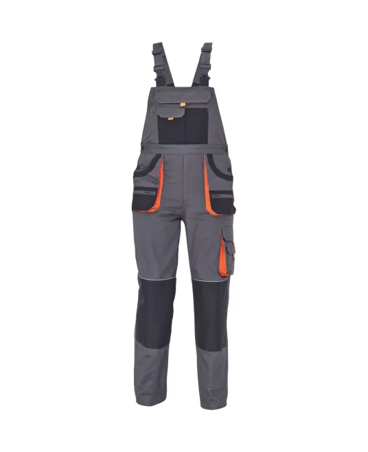 Salopeta cu pieptar din bumbac, Hans, 235g/mp, gri / gri antracit