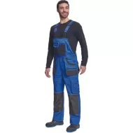 Salopeta cu pieptar din bumbac, Hans, 235g/mp, albastru / gri antracit