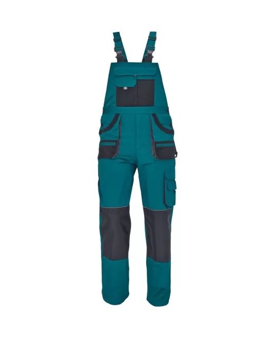 Salopeta cu pieptar din bumbac, Hans, 235g/mp, verde / gri antracit