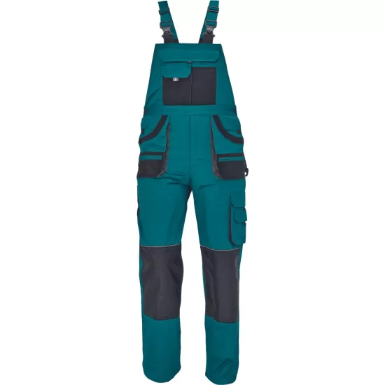 Salopeta cu pieptar din bumbac, Hans, 235g/mp, verde / gri antracit Salopeta cu pieptar din bumbac, Hans, 235g/mp, verde / gri antracit