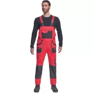 Salopeta cu pieptar din bumbac, Hans, 235g/mp, rosu / gri antracit