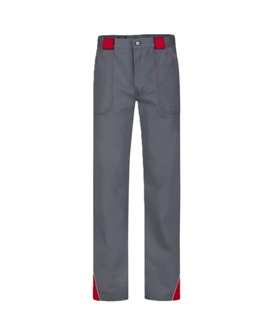 Pantaloni de lucru Ares bumbac, gri cu rosu