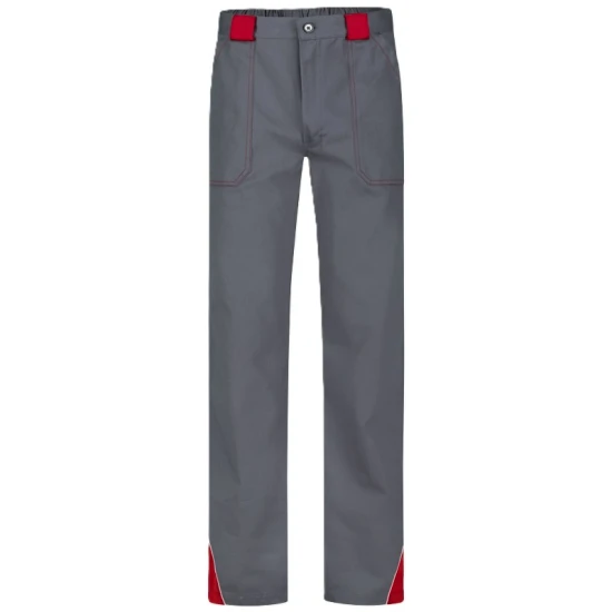 Pantaloni de lucru Ares bumbac, gri cu rosu