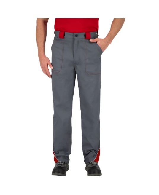 Pantaloni de lucru Ares bumbac, gri cu rosu