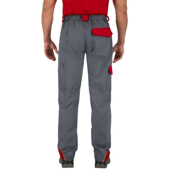 Pantaloni de lucru Ares bumbac, gri cu rosu