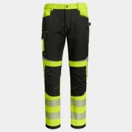 Pantaloni softshell HiVis hidrofug, galben-negru