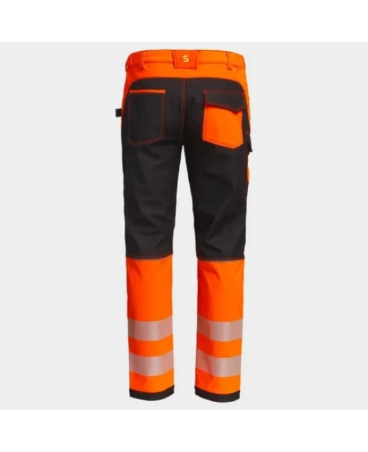 Pantaloni softshell HiVis hidrofug, portocaliu-negru
