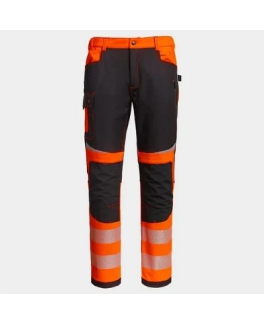 Pantaloni softshell HiVis hidrofug, portocaliu-negru
