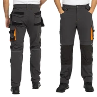 Pantaloni de lucru premium stretch Vektor, 10% elastan, gri