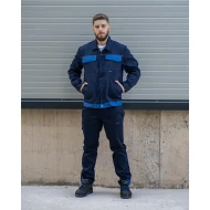 Jacheta de lucru Ares bumbac, 240g/m2, bleumarin si albastru