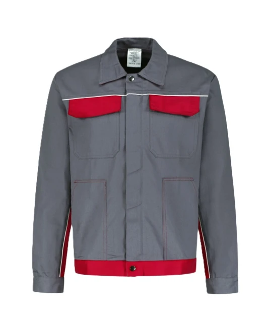Jacheta de lucru Ares bumbac, 240g/m2, gri-rosu