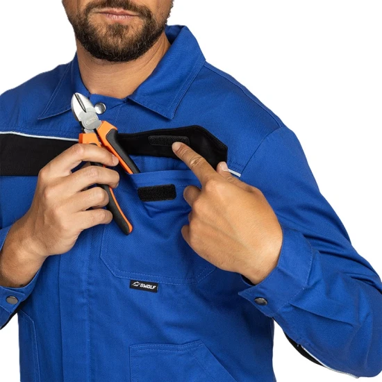 Jacheta de lucru Ares bumbac, 240g/m2,  albastru cu negru