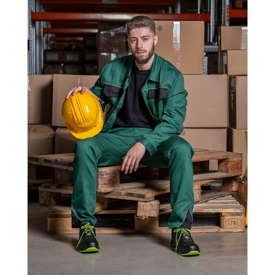 Jacheta de lucru Ares bumbac, 240g/m2, verde cu negru