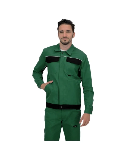 Jacheta de lucru Ares bumbac, 240g/m2, verde cu negru