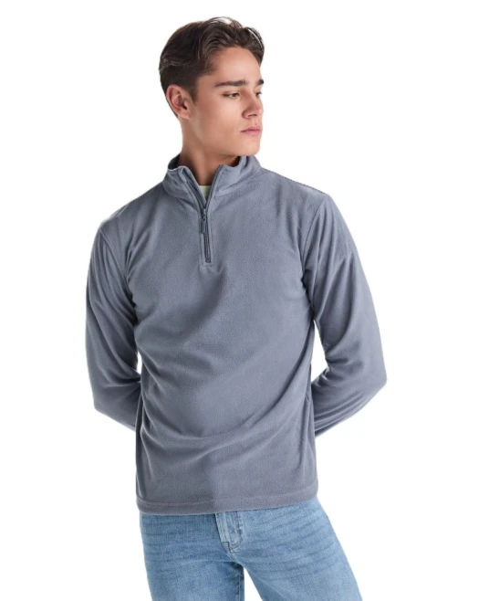 Fleece unisex cu fermoar scurt, 155 g/m2, gri plumb