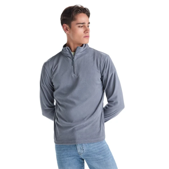 Fleece unisex cu fermoar scurt, 155 g/m2, gri plumb