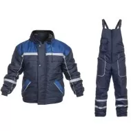 Costum vatuit cu dungi reflectorizante (salopeta cu pieptar si jacheta), bleumarin Costum vatuit cu dungi reflectorizante (salopeta cu pieptar si jacheta), bleumarin