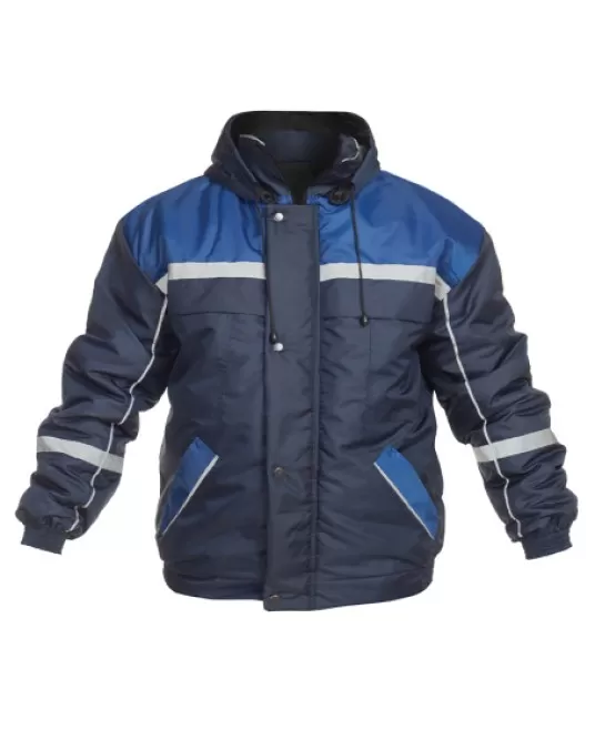 Costum vatuit cu dungi reflectorizante (salopeta cu pieptar si jacheta), bleumarin Costum vatuit cu dungi reflectorizante (salopeta cu pieptar si jacheta), bleumarin