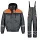 Costum vatuit cu dungi reflectorizante (salopeta cu pieptar si jacheta), gri cu portocaliu Costum vatuit cu dungi reflectorizante (salopeta cu pieptar si jacheta), gri cu portocaliu