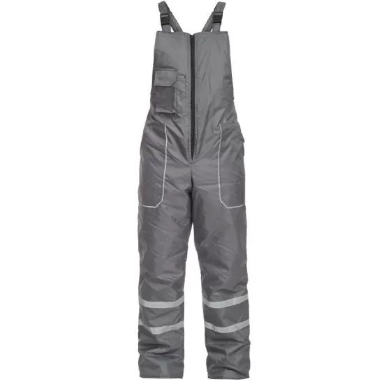 Costum vatuit cu dungi reflectorizante (salopeta cu pieptar si jacheta), gri Costum vatuit cu dungi reflectorizante (salopeta cu pieptar si jacheta), gri