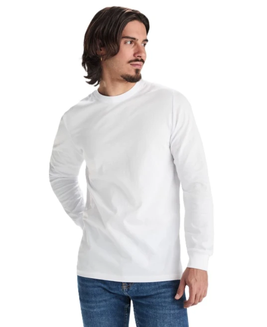 Tricou maneca lunga si manseta, bumbac 165g/m2, alb