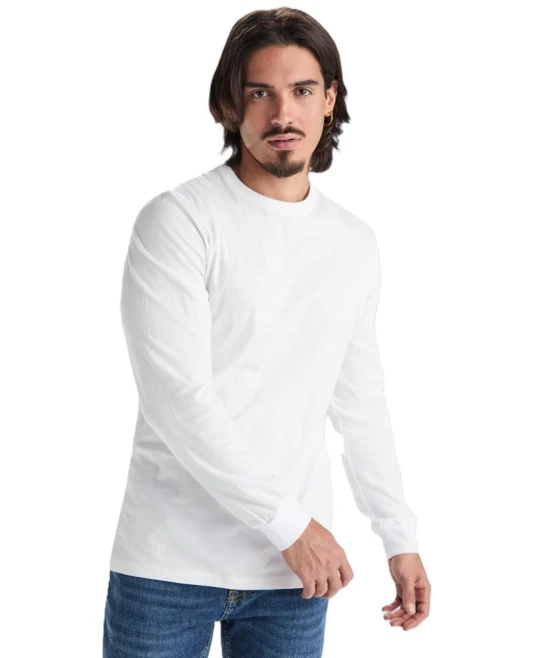 Tricou maneca lunga si manseta, bumbac 165g/m2, alb