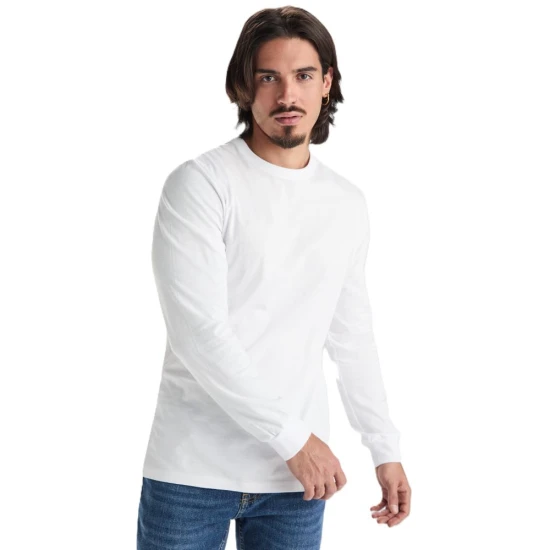 Tricou maneca lunga si manseta, bumbac 165g/m2, alb