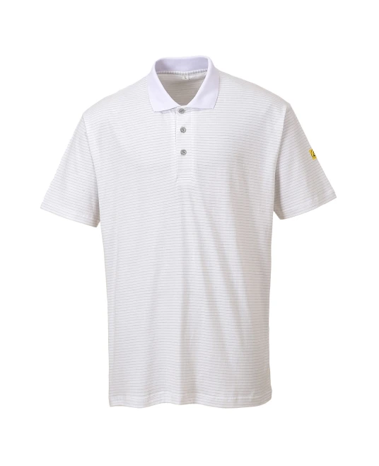 Tricou polo ESD antistatic, 195g/m2 Alb
