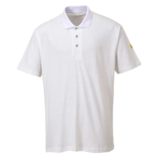 Tricou polo ESD antistatic, 195g/m2 Alb