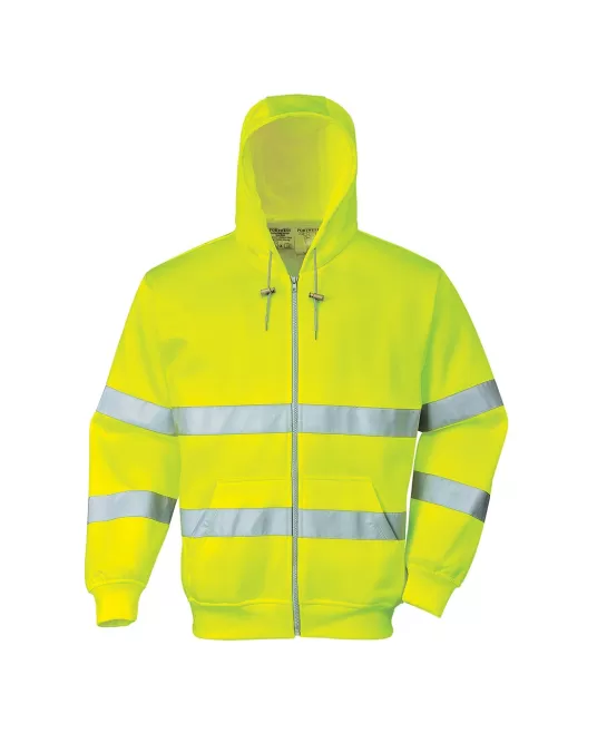 Hanorac reflectorizant cu fermoar si gluga, inalta vizibilitate [B305] Galben