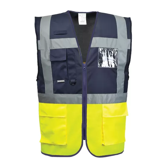 Vesta reflectorizanta cu fermoar, bleumarin/galben Vesta reflectorizanta cu fermoar, bleumarin/galben