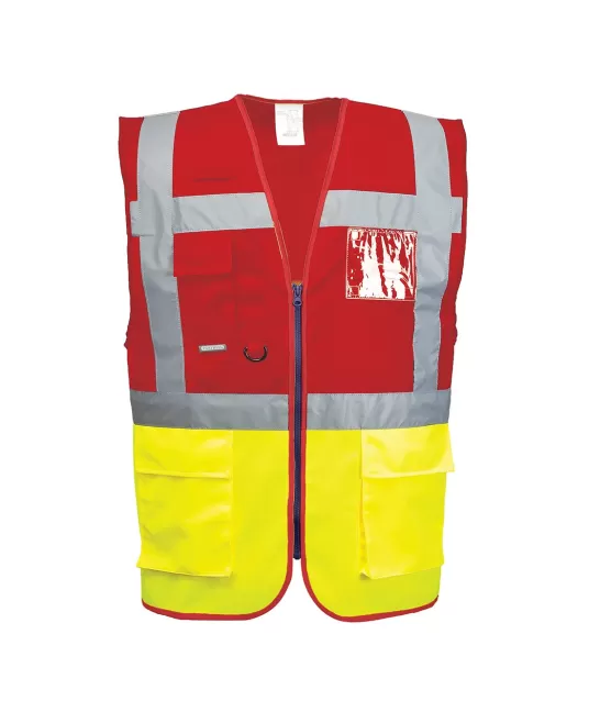 Vesta Manager reflectorizanta cu fermoar, rosu galben Vesta Manager reflectorizanta cu fermoar, rosu galben