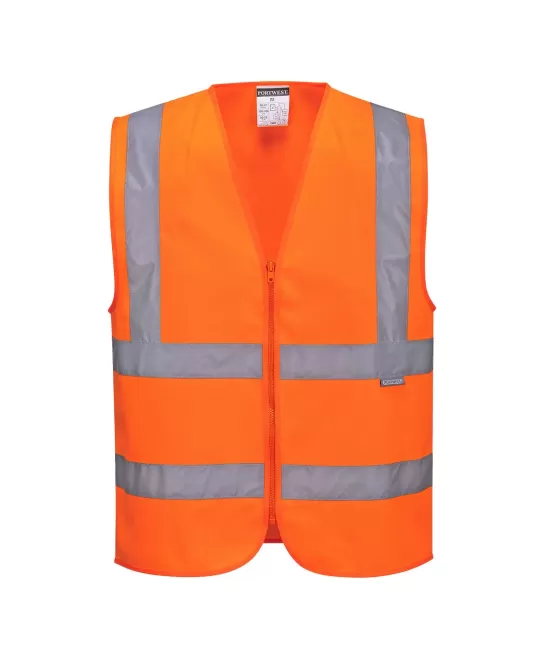 Vesta reflectorizanta cu fermoar, Portocaliu Vesta reflectorizanta cu fermoar, Portocaliu