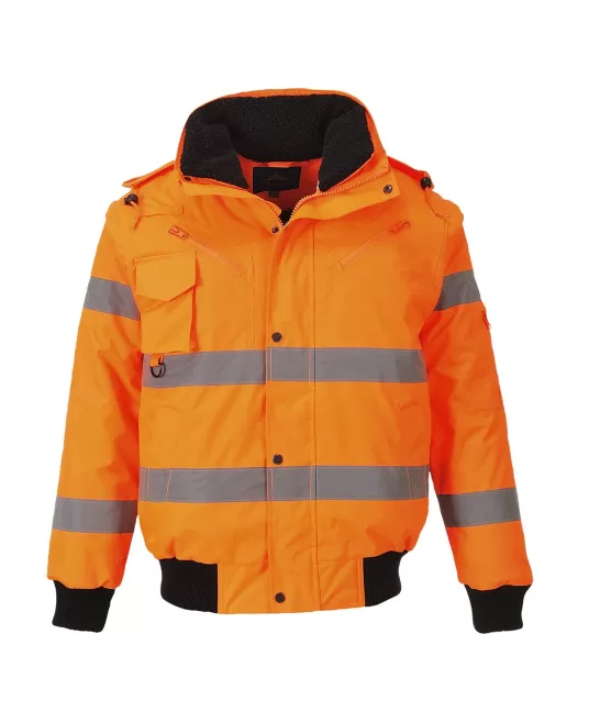 Jacheta vatuita reflectorizanta, 3 in 1, inalta vizibilitate, [C467] Portocaliu