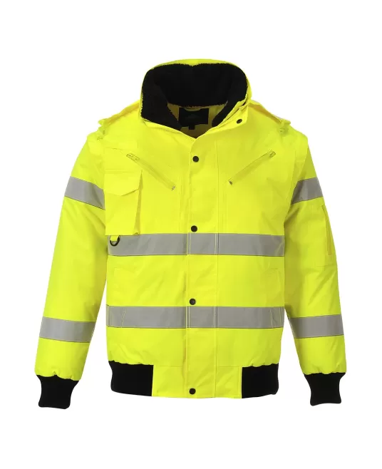 Jacheta vatuita reflectorizanta, 3 in 1, inalta vizibilitate, [C467] Galben