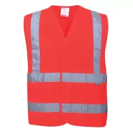 Vesta reflectorizanta HiVis, benzi reflectorizante orizontale si verticale, Rosu