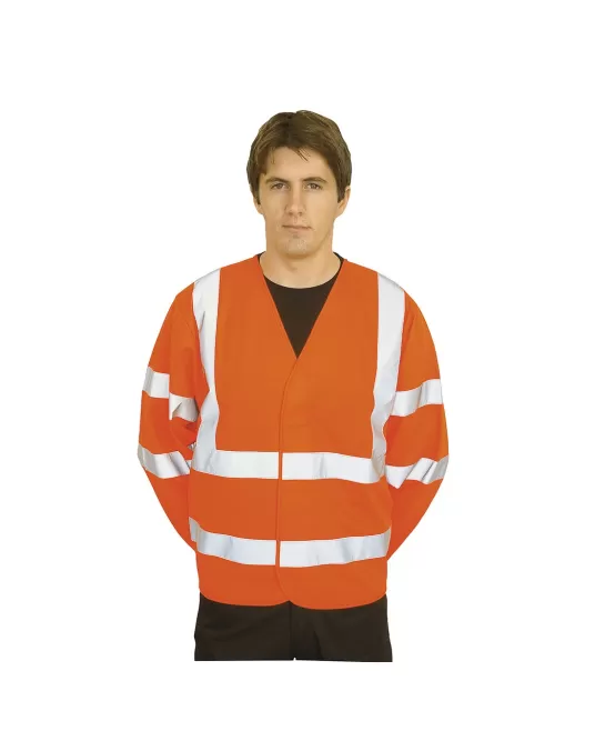 Jacheta de protectie reflectorizanta, inalta vizibilitate, maneca lunga [C473] Portocaliu