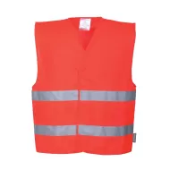 Vesta reflectorizanta HiVis, benzi reflectorizante orizontale, Rosu Vesta reflectorizanta HiVis, benzi reflectorizante orizontale, Rosu