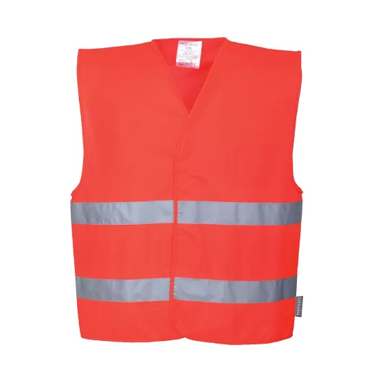 Vesta reflectorizanta HiVis, benzi reflectorizante orizontale, Rosu Vesta reflectorizanta HiVis, benzi reflectorizante orizontale, Rosu