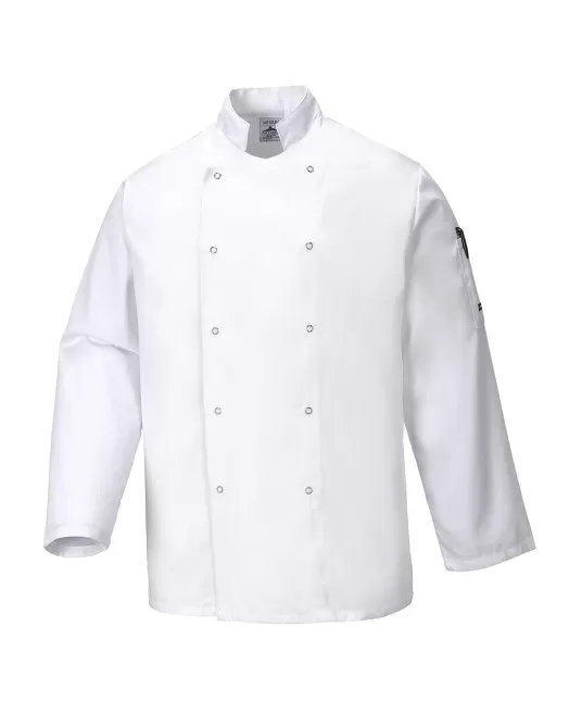 Tunica bucatari cu maneca lunga, tercot, 190g/m2, alb