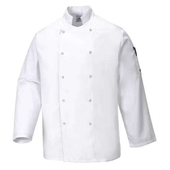 Tunica bucatari cu maneca lunga, tercot, 190g/m2, alb Tunica bucatari cu maneca lunga, tercot, 190g/m2, alb